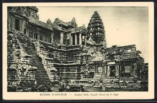 AK Angkor-Vath, Ruines d`Angkor, Facade Ouest du 3e étage