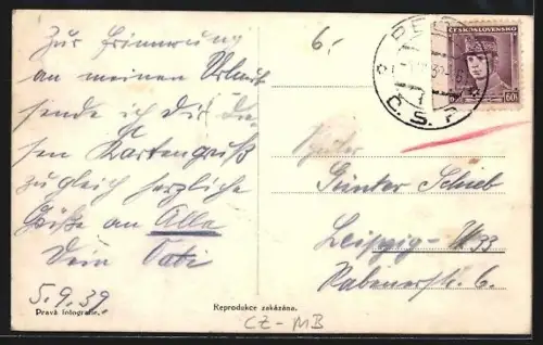 AK Pecky, Über die Dächer der Stadt mit Umland