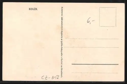 AK Kolín, Uferpartie mit Kirche