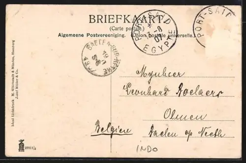 AK Tjilatjap, Flusspartie mit ufernahen Bäumen