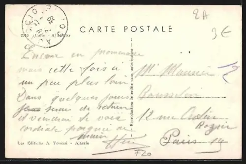 AK Ajaccio /Corse, Uferpartie mit nahestehenden Gebäuden und Schiff