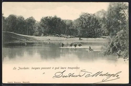 AK Le Jourdain, Bergers passant à gué leurs tropeaux