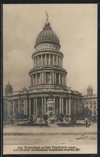 AK San Francisco, CA, Das Stadthaus wurde in 3 Minuten vom Erdbeben vollständig zerstört
