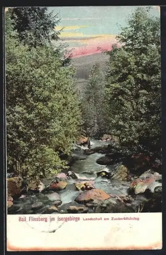 AK Bad Flinsberg /Isergebirge, Landschaft am Zauberblicksteg