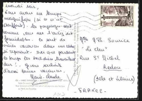 AK Andorra, Vue générale d`Andorre la vieille capitale des Vallées au fond, les Escaldes