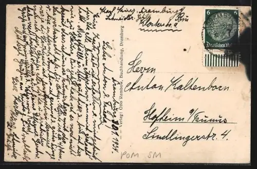 AK Dramburg, Wuckersee mit Badeanstalt