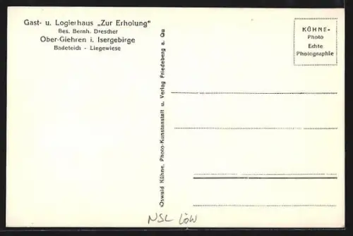 AK Giehren i. Isergeb., Gasthaus Zur Erholung