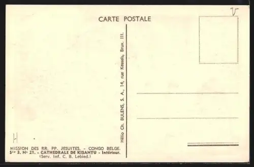 AK Kisantu, Intérieur de cathedrale, Mission des RR. PP. Jesuites