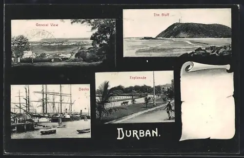 AK Durban, General View, The Bluff, Docks, Esplanade