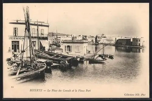 AK Bizerte, La Place des Consuls et le vieux port