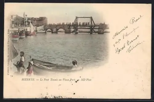 AK Bizerte, Le Pont Tounis au Vieux Port, Hafen