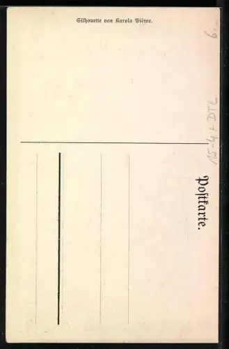 AK Wiesbaden, Scherenschnitt des Prinz Heinrich Fluges 1913, Scherenschnitt eines Flugzeuges