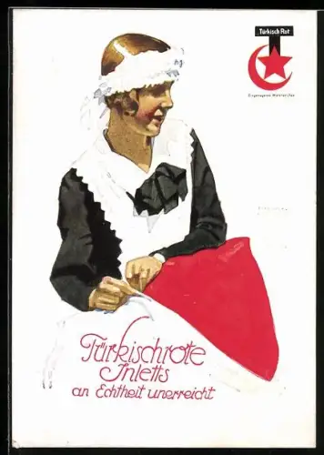 Künstler-AK Ludwig Hohlwein: Türkischrote Inlets an Echtheit unerreicht, Reklame