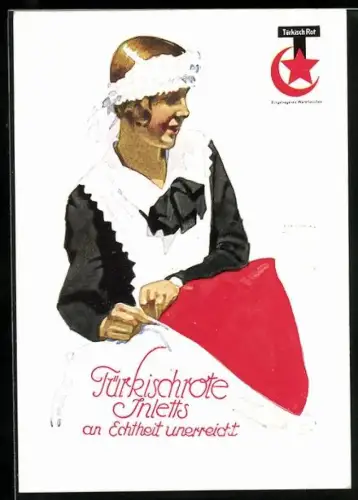 Künstler-AK Ludwig Hohlwein: Türkischrote Inlets an Echtheit unerreicht, Reklame