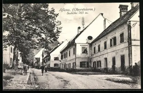 AK Aflenz, Strassenpartie mit Passanten