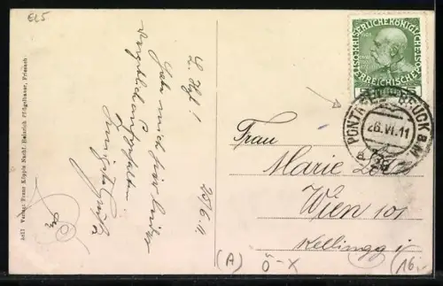 AK Friesach, Bahnhofstrasse mit Hauptplatz und Rotturm