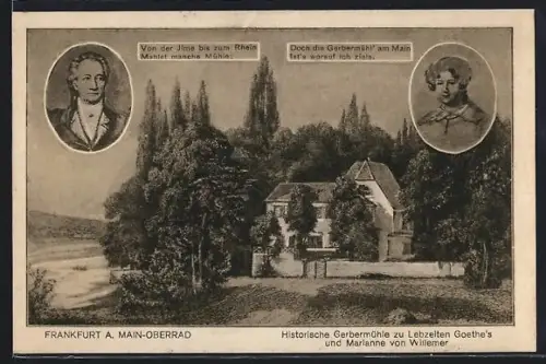 AK Frankfurt-Oberrad, Historische Gerbermühle zu Goethes und Marianne von Willemers Lebzeiten