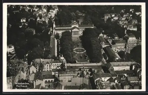 AK Wiesbaden, Kurhaus aus der Vogelschau