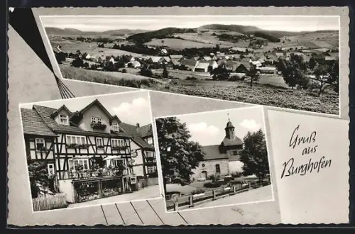 AK Burghofen, Gasthaus Zum Stern, Bes. Karl Borschel, Ortsansicht
