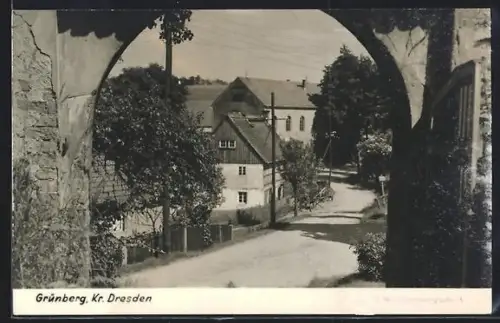AK Grünberg /Dresden, Strassenpartie mit Wohnhäusern