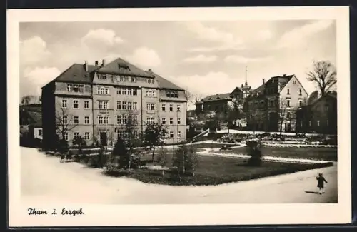 AK Thum i. Erzgeb., Partie im Ort