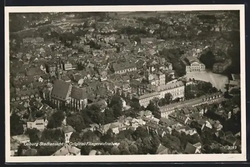 AK Coburg, Stadtansicht vom Flugzeug aus