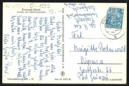 AK Friesack /Mark, Partie am Mühlengraben