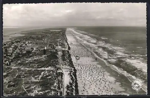 AK Juist, Strand und Dünen aus der Vogelschau