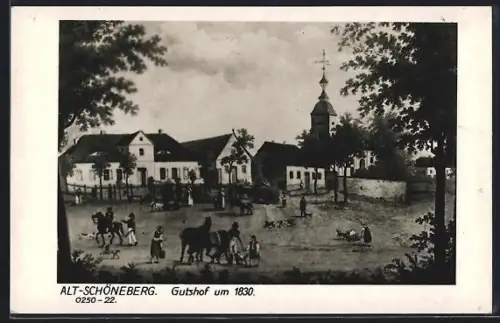 AK Schöneberg, Gutshof um 1830