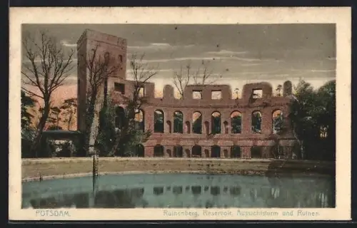 AK Potsdam, Ruinenberg, Reservoir, Aussichtsturm und Ruinen