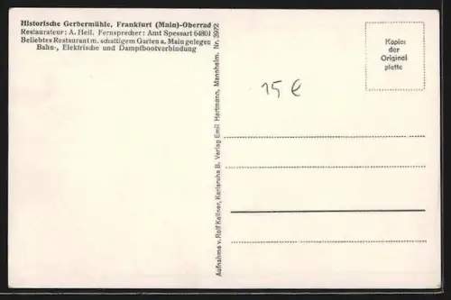 AK Frankfurt-Oberrad, Gasthof Historische Gerbermühle, Inh. A. Heil