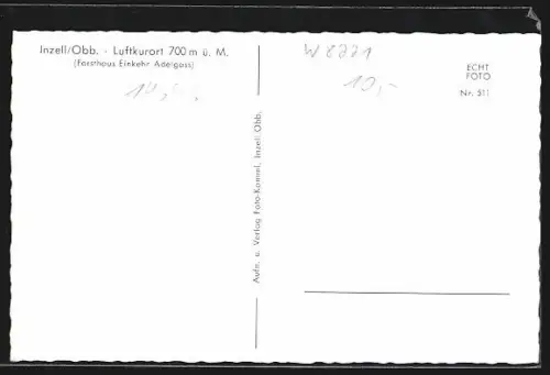 AK Inzell /Obb., Gasthof Forsthaus Einkehr Adelgass