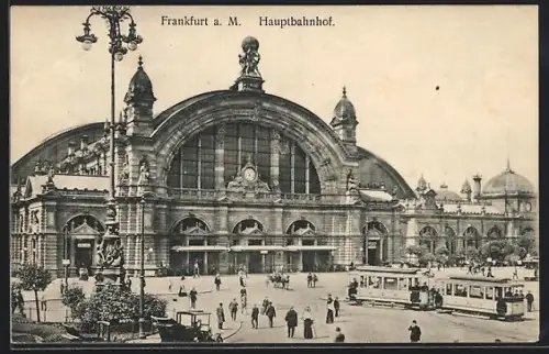AK Frankfurt a. M., Hauptbahnhof mit Strassenbahn