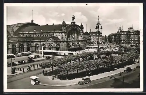 AK Frankfurt a. M., Hindenburgplatz mit Hauptbahnhof