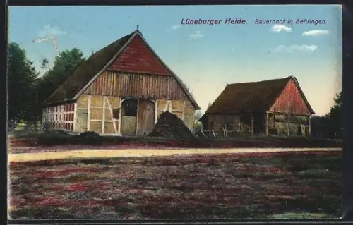 AK Behringen /Lüneburger Heide, Blick zum Bauernhof