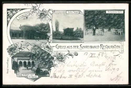 AK Brünn / Brno, Schreibwald-Restaurant, Gaben-Tempel