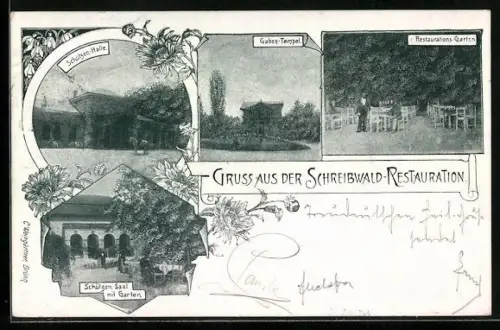 AK Brünn / Brno, Schreibwald-Restaurant, Gaben-Tempel