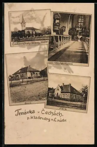 AK Trnávka u Cechach, Vnitrek kostela, Skola, Fara