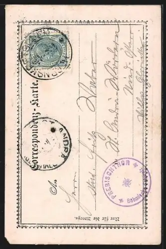 Lithographie Prebischtor, Ansicht bei Mondschein