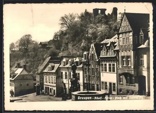 AK Graupen, Platz mit Rosenburg