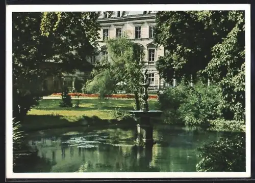 AK Bad Teplitz-Schönau, Partie im Kurgarten