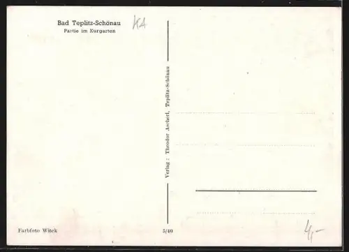 AK Bad Teplitz-Schönau, Partie im Kurgarten