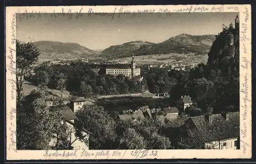 AK Tetschen a. E., Panorama mit Schloss