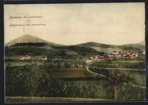 AK Boreslau, Teilansicht mit Milleschauer oder Donnersberg