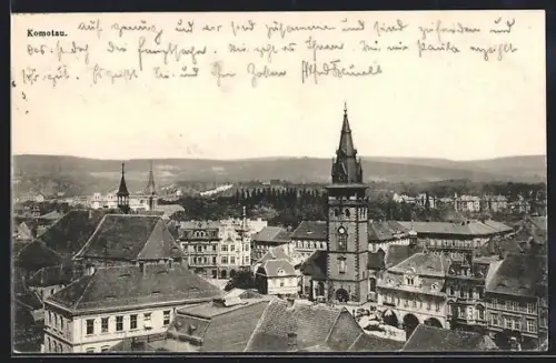 AK Komotau / Chomutov, Marktplatz mit Fernsicht