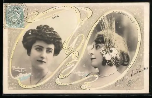 Foto-AK Atelier Reutlinger, Paris 880/1: Portrait zwei junge Frauen, Leka und Mariette Sully