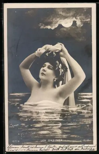 AK Les Ondines badende Schönheit, Montage