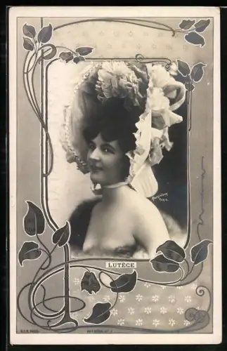 Foto-AK Atelier Reutlinger, Paris: Schauspielerin Lutèce mit tollen Kopfschmuck