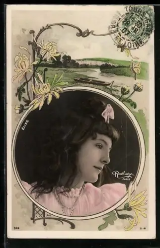 Foto-AK Atelier Reutlinger, Paris, Portrait junges Mädchen mit Schleife im Haar