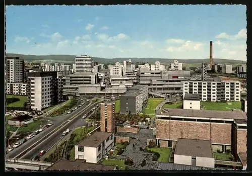 AK Frankfurt am Main, Nordwest-Stadt, Blick auf das Einkaufszentrum aus der Vogelschau